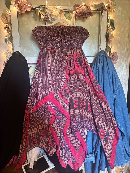 India Boutique Dresses & Skirts - India Boutique Red, Pink, Navy Smocked Boho Strapless Dress